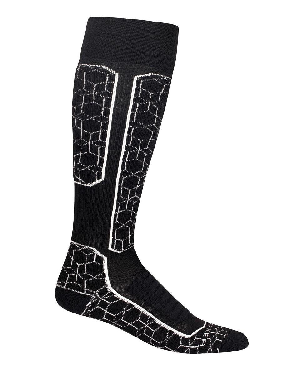 Black / Snow Icebreaker Merino Ski+ Medium Over the Calf Alpine Geo Women's Socks | AU 1408SGLO